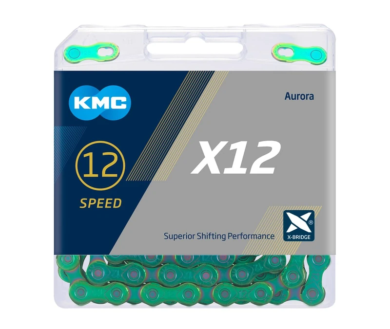 KMC X12 12 Speed Chain, 126 Link, Aurora Green