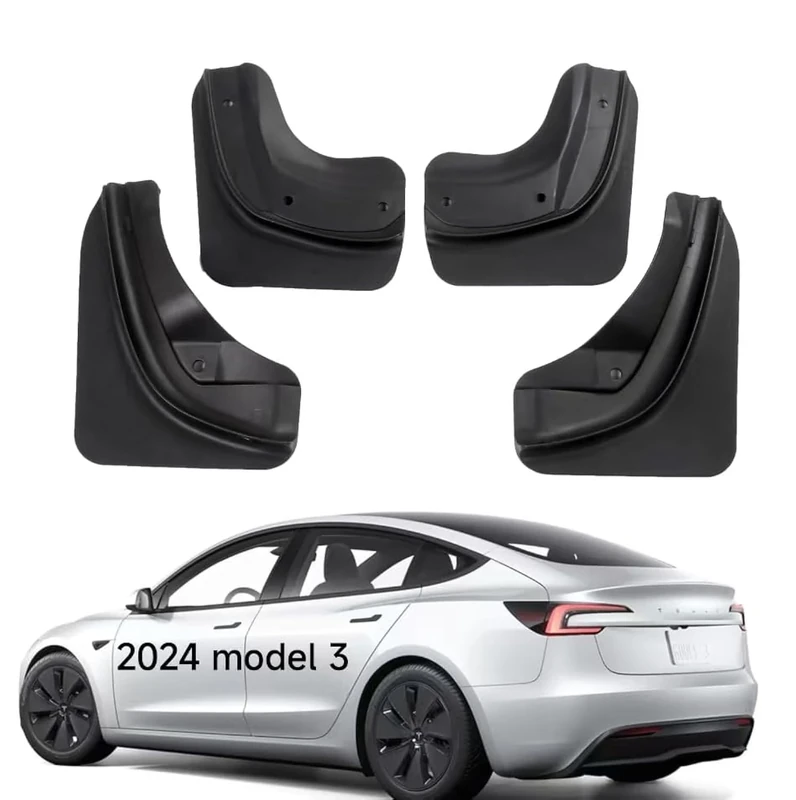Nansure 2024 Tesla Model 3 Highland Mud Flaps Front and Rear Splash Guards Mudguard Mudflaps Car Accessories for Model Y 2024 (Upgraded Version, 4 pcs)