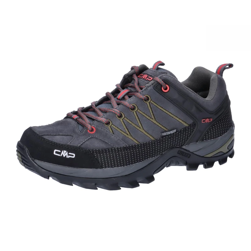 CMP Mens Rigel Low Trekking Shoes Wp, Titanio-Chili UK 5.5