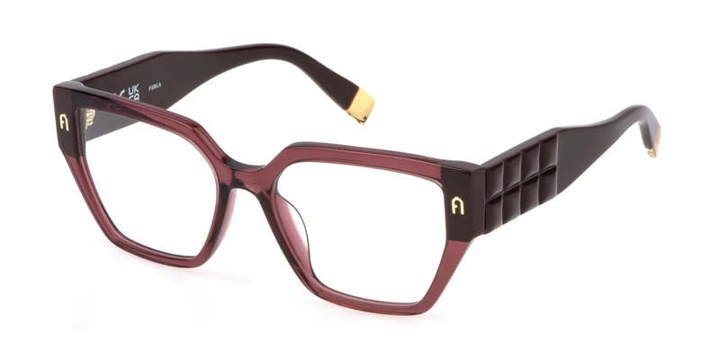 Furla Prescription Eyewear Frames for Women, Shiny Copper Gold With Coloured Parts, 54/140/17