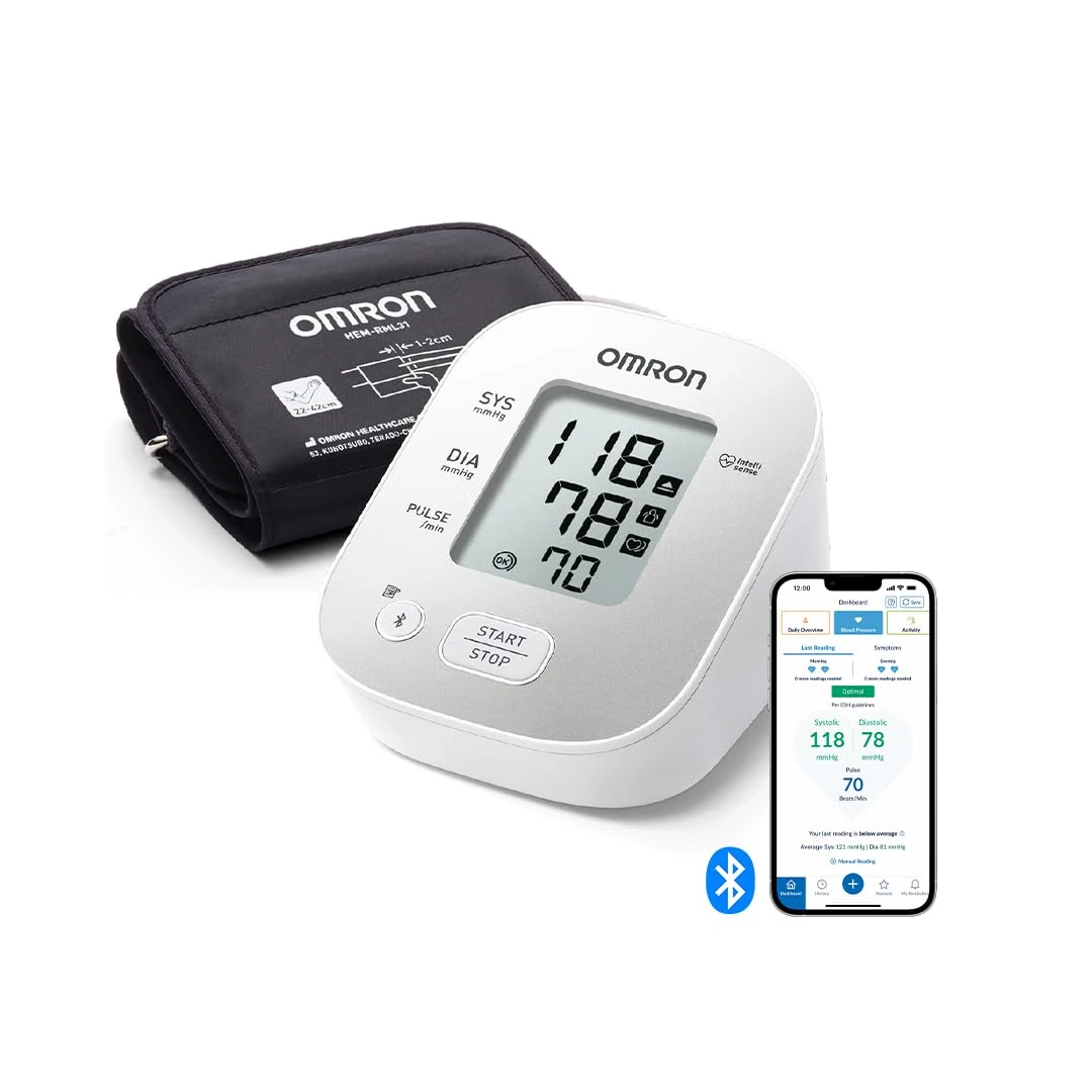 OMRON X2 Smart+ Clinically Validated Upper Arm Blood Pressure Monitor - BP Machine with Irregular Heartbeat Detection for Home Use - BP Monitor with Cuff 22-42 cm - Bluetooth and Free Smartphone App