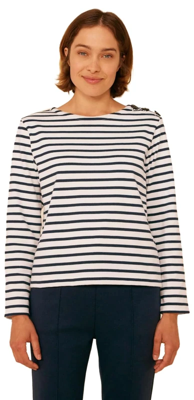 Petit Bateau A0BL4 Long Sleeve Sailor Women's Marshmallow/Tuxedo M