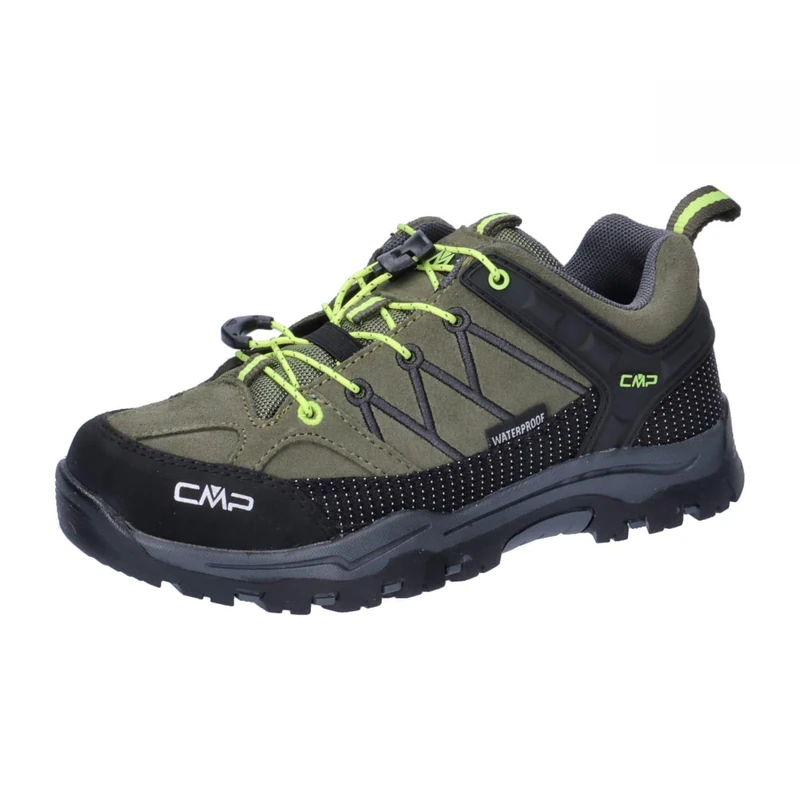 CMP Kids Rigel Low Trekking Shoes Wp, Olive-Yellow Fluo UK 11