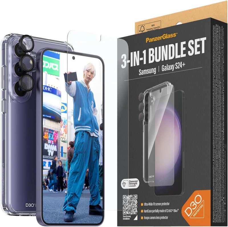 PanzerGlass™ 360 Degree 3-in-1 Protection Package for Samsung Galaxy S24 Plus - Sustainable Protection, Environmentally Friendly Packaging, Scratch Resistance