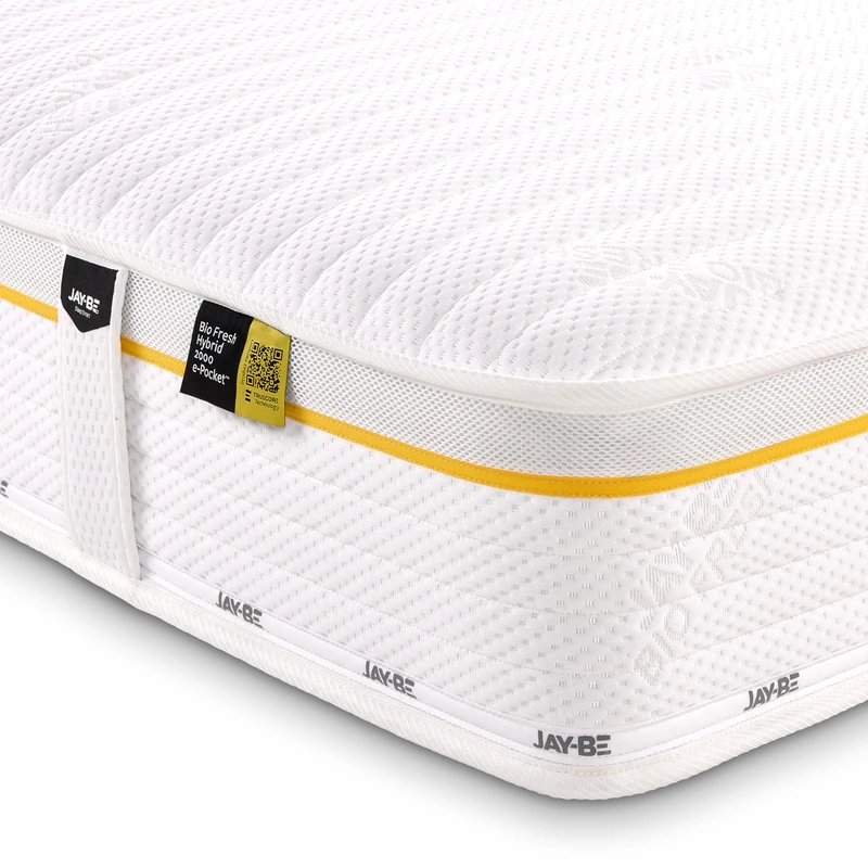 JAY-BE Bio Fresh Hybrid 2000 Double Mattress, 23cm Thick, Pocket Sprung, Medium Mattress, Enriched with Mint for Natural Freshness, 4ft6 Double (190 x 135 x 23cm)