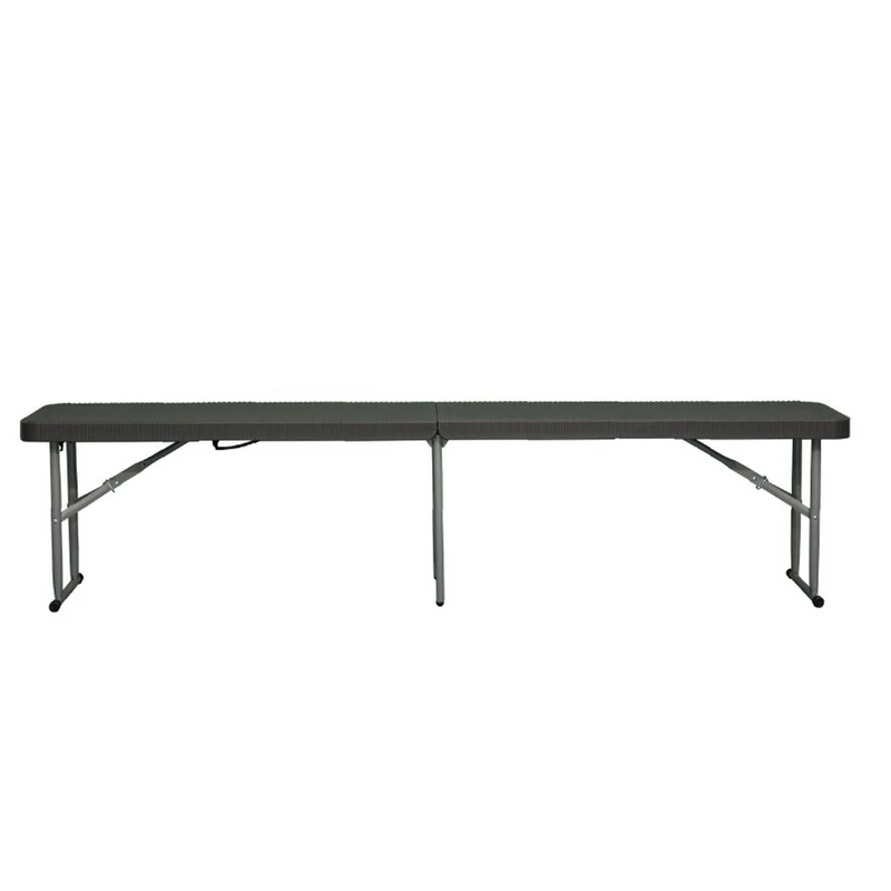 WELL HOME MOBILIARIO & DECORACIÓN Folding Bench Finished with Rattan Effect 183 x 30 x 43 cm and with Handle for Easy Movement, Black/White, 183x30x43