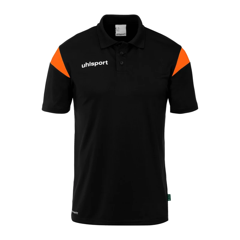 uhlsport Squad 27 Polo Shirt – Polo Shirt Men, Women and Children – T-Shirt with Polo Collar, Black/Fluo Orange, L