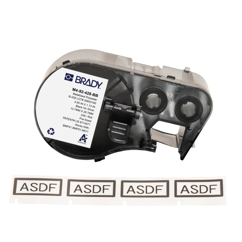 Brady Matt White Polyester Label Tape for Label Printers M510 & M511 – Workhorse® Industrial Panel, Component & General Identification Labels, Black on Light Grey (22.86mm x 22.86mm) – M4-92-428-BB