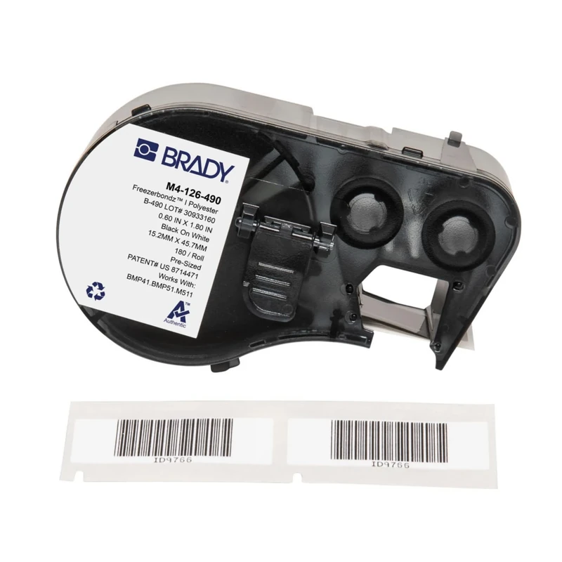 Brady Polyester Cryogenic Laboratory Labels for Label Printer M410, M510, M511 - Centrifuges, Test Tubes, Vials, Straw pipettes - Black on White (45.72 mm x 15.24 mm) - M4-126-490