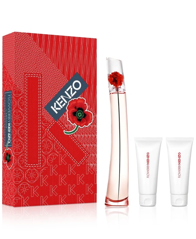 Flower LAbsolue by Kenzo for Women - 3 Pc Gift Set 3.3oz EDP Spray, 2 x 2.5oz Body Cream