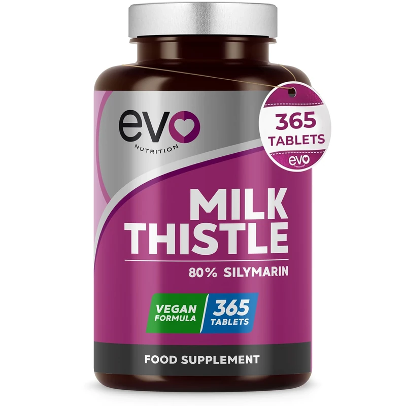 EVO Nutrition Milk Thistle Tablets 80% Silymarin - 365 Vegan Caps