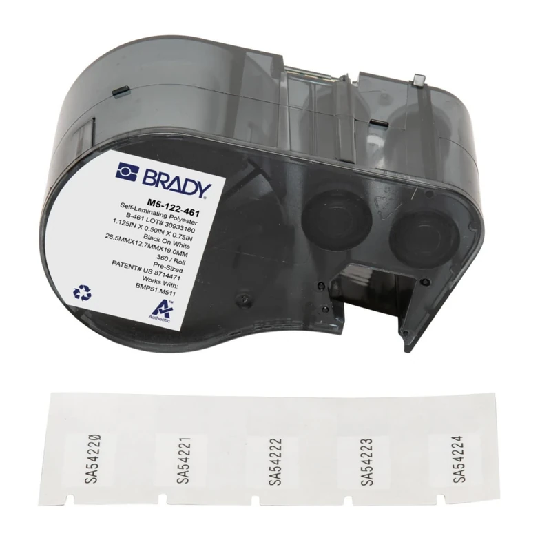Brady Label Tape for Label Printers M510 & M511 – Self-Adhesive Industrial Labels – Black on White (28,58 mm x 12,70 m) – M5-122-461