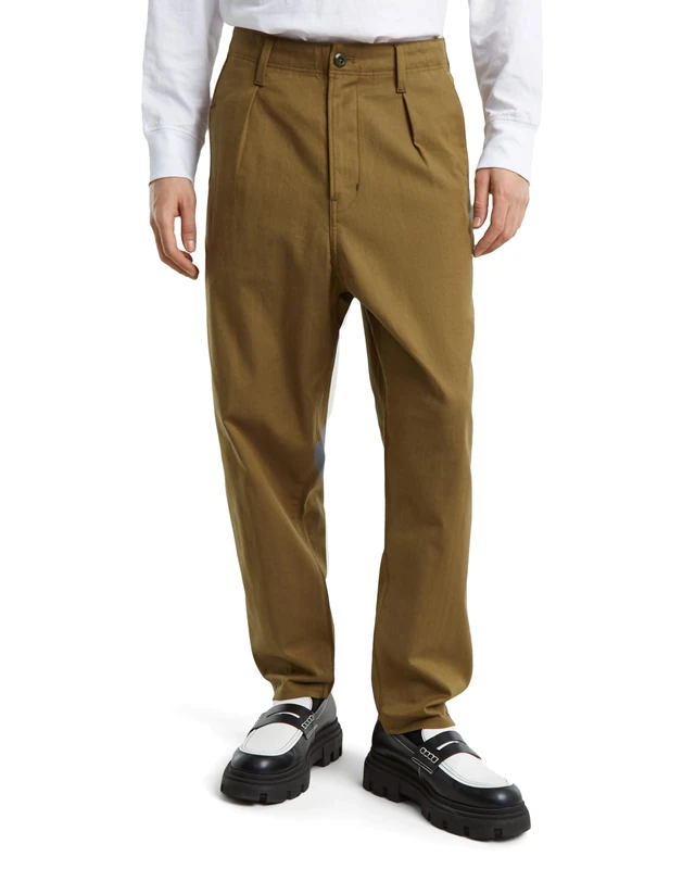 G-STAR Men's Pleated Chino Relaxed Tapered, Multicolour (Tobacco/Asfalt hb D24543-D731-G773), 31W / 34L