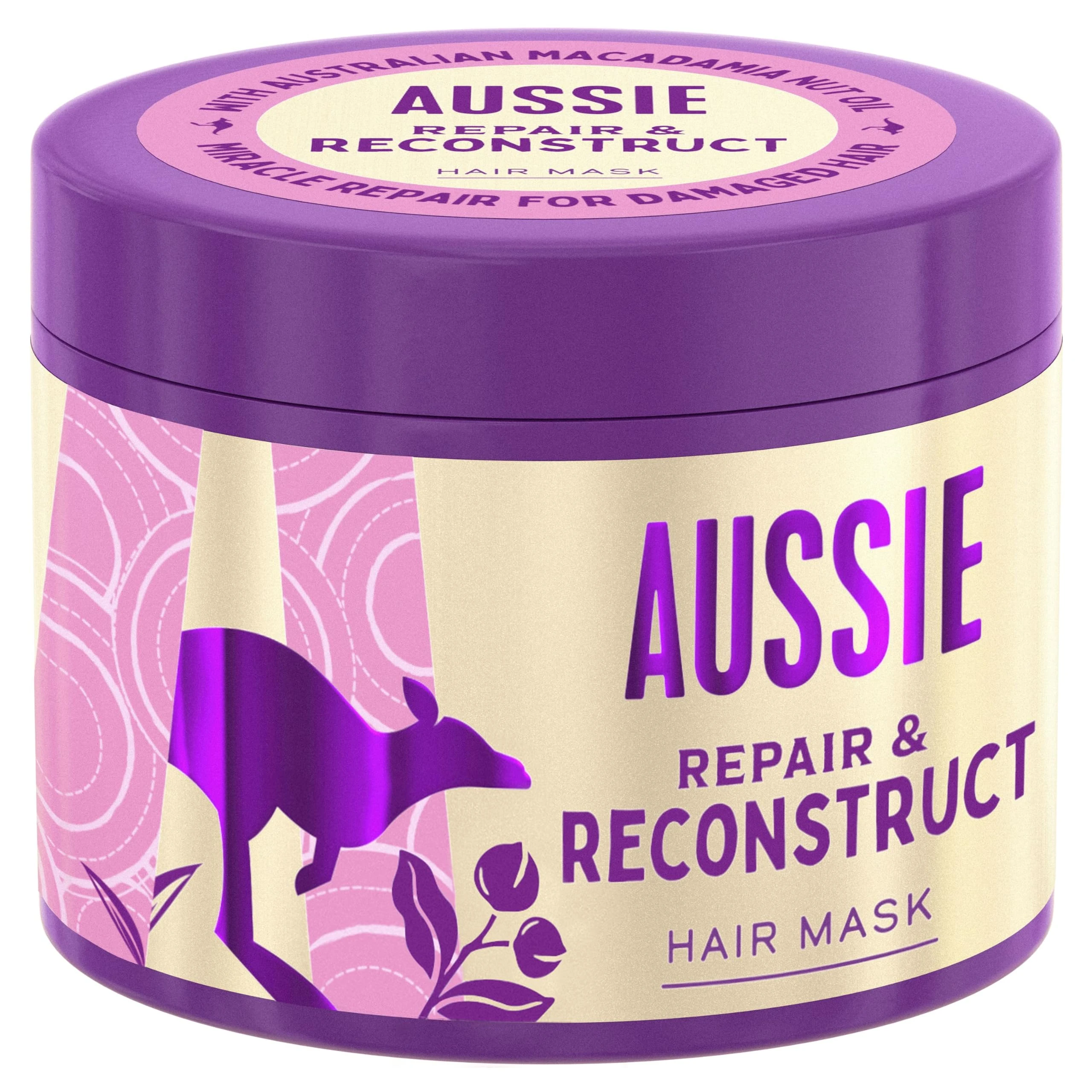 Aussie Repair & Reconstruct Hair Mask, Vegan Hair Treatment, For Dry & Damaged Hair, With Macadamia Nut Oil, 300ML