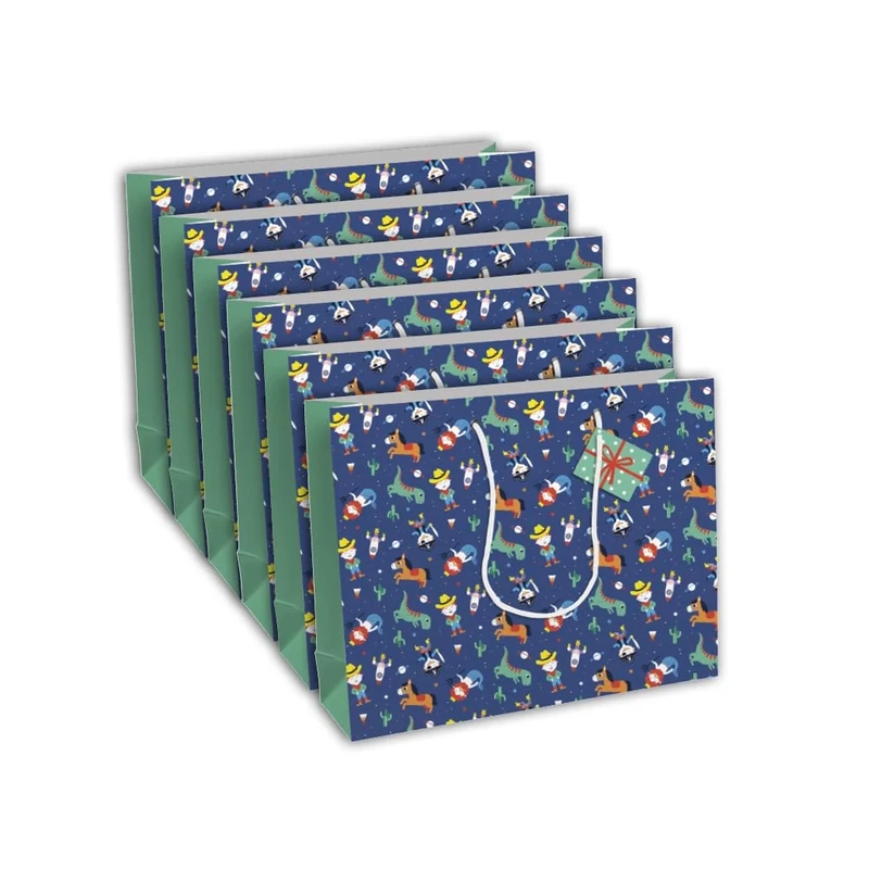 Clairefontaine 28782-6Cpack - A Set of 6 Excellia Gift Bags - Shopping - 37.3x11.8x27.5 cm - 210g - Design: White Stars On Blue - Ideal for Games, Puzzles