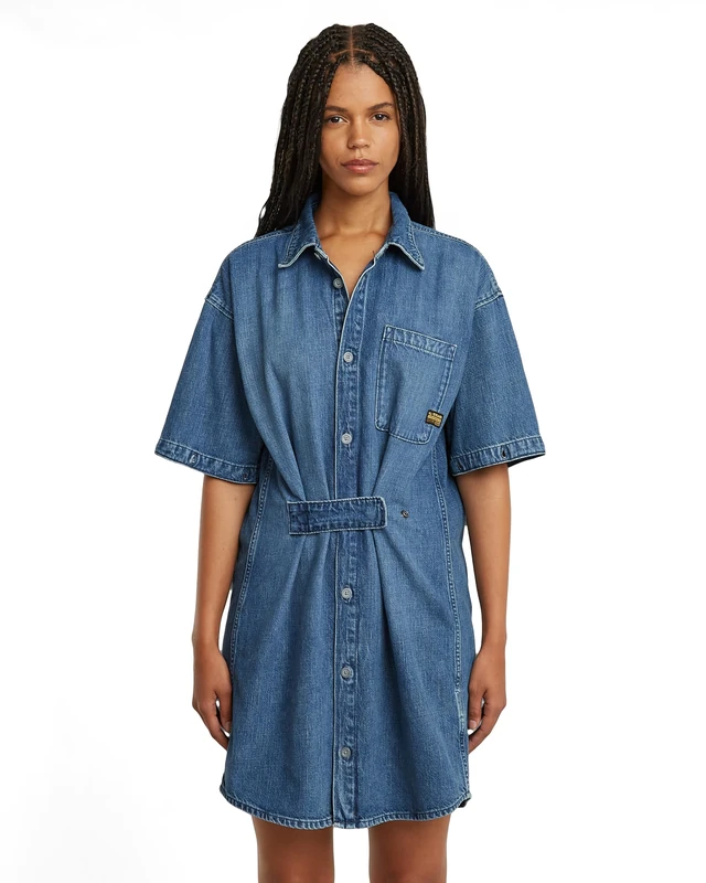 G-Star Women's Modular Shirt Dress, Blue (faded everglade D25349-D301-G357), S