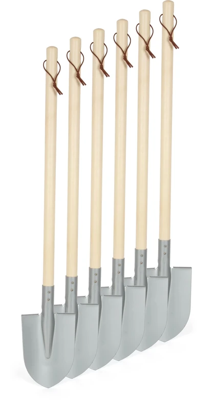 small foot Shovels, set of 6, grey, wood and metal, child-friendly gardening tools for kids aged 3+ years, 12546