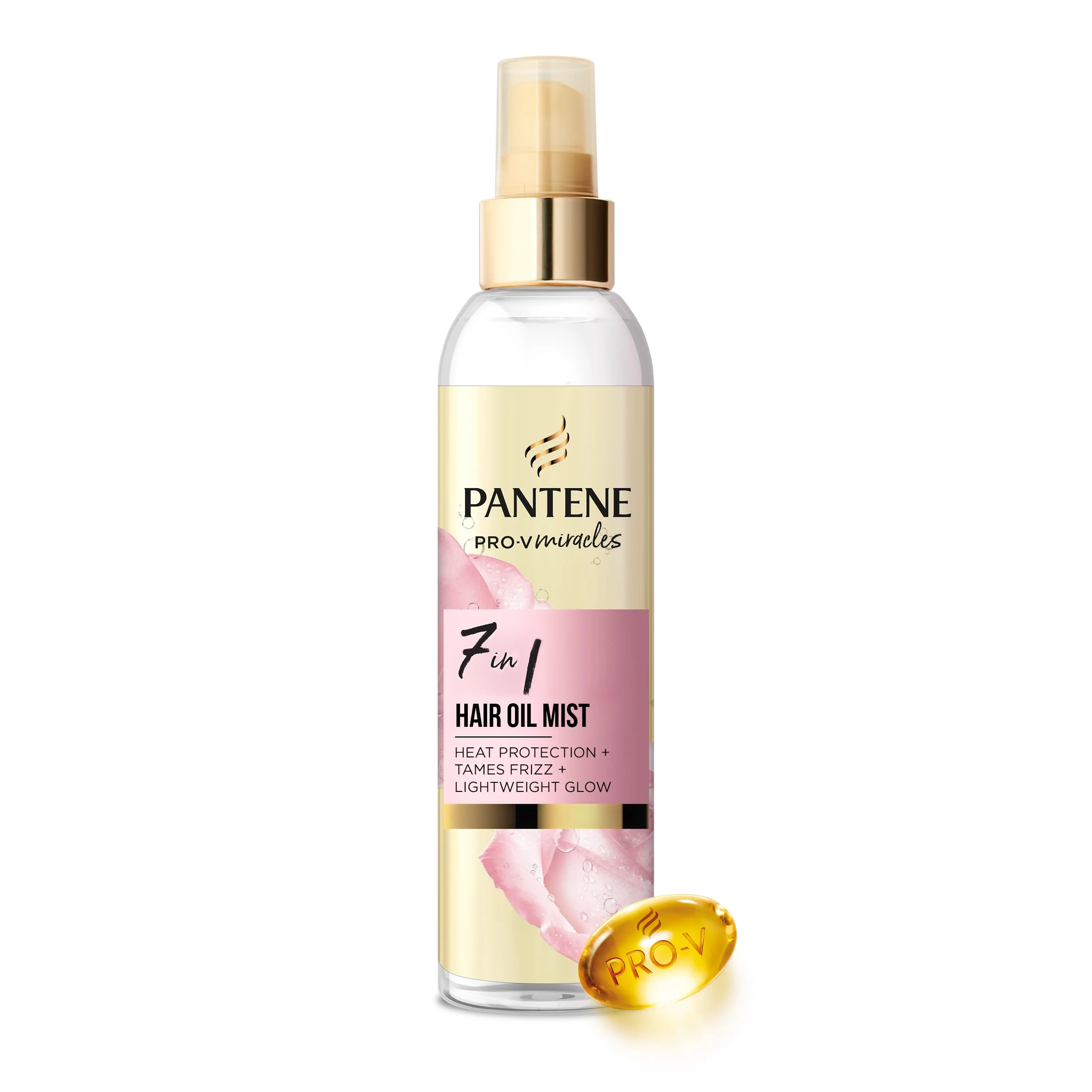 Pantene Hair Oil and Heat Protection Spray, Leave In Conditioner Detangling Hairspray Treatment With Biotin, Tames Frizz and Protects Against Split Ends, 145ml