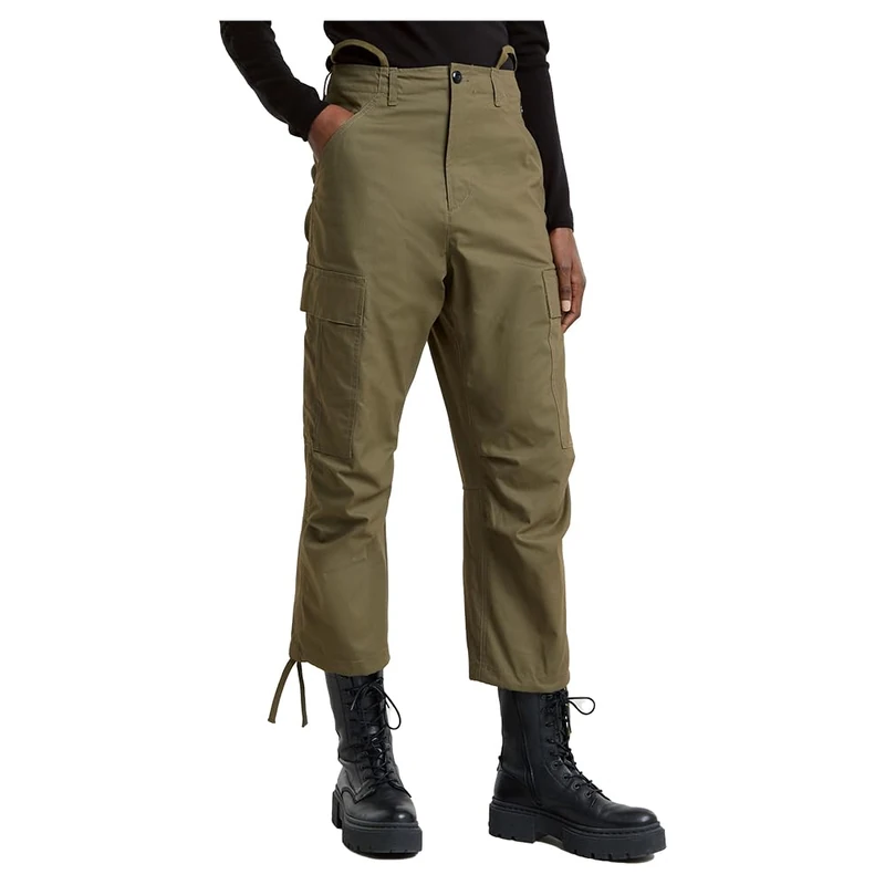 G-Star Women's Cargo Cropped Drawcord Pants, Green (shadow olive D25251-D387-B230), 27
