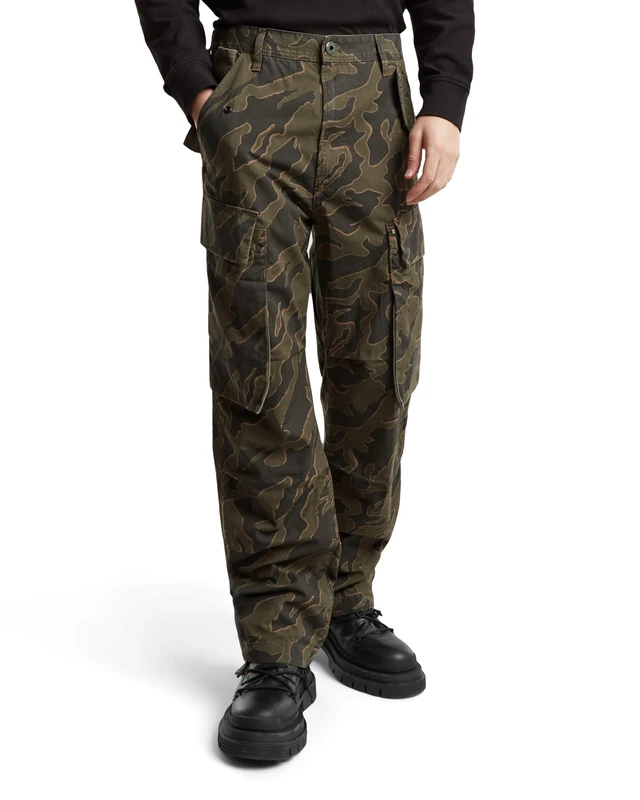 G-Star Men's R-3N Regular Straight Cargo Pants, Multicolour (shadow olive island camo D25224-D386-G739), 33W / 32L