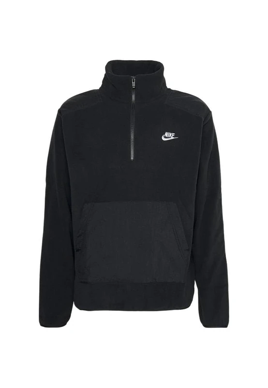 NIKE DX0525-010 M NK CLUB+ PLR LS HZ TOP Jacket Men's BLACK/BLACK Size S