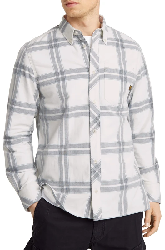 G-Star Men's One Pocket Regular Shirt, Multicolour (milk hank check D24292-C549-G713), L