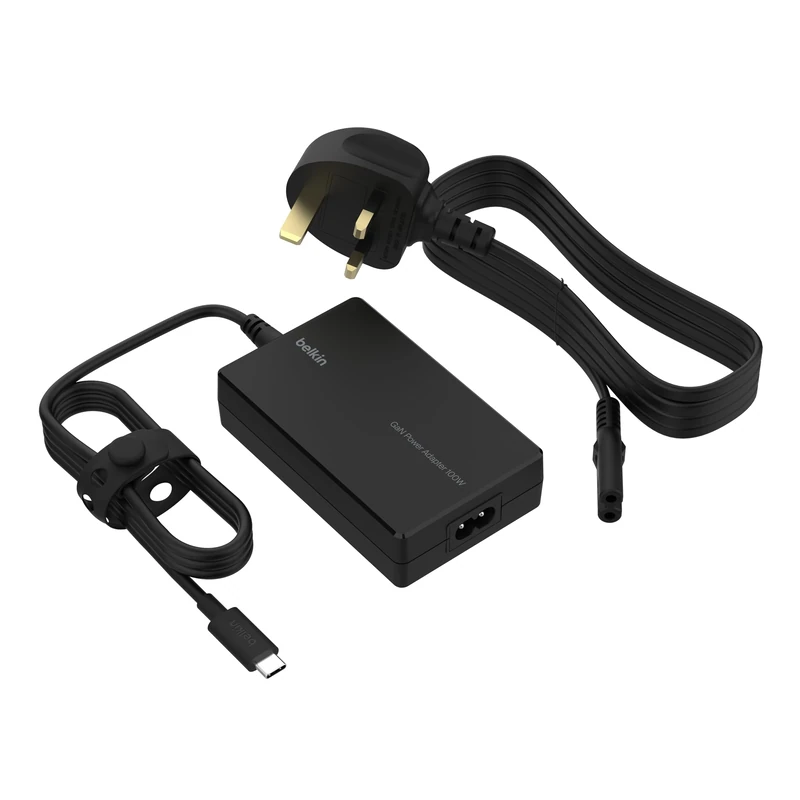 Belkin Connect 100W USB-C Core GaN Power Adapter, Fast-Charging Adapter w/Universal USB-C Compatibility, 100W Power Delivery, 8ft Power Cable for Gaming, MacBook Pro, PC Laptops, and Chromebook