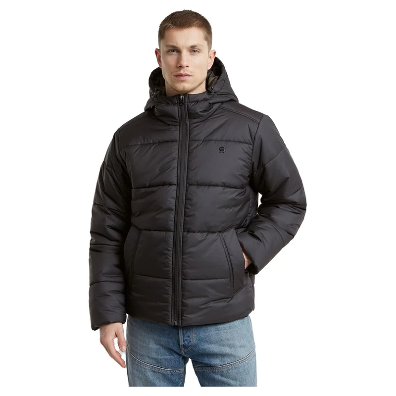 G-Star Men's Padded Hooded Puffer Jacket - Black, Size S