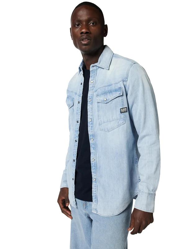 G-STAR Men's Dakota Slim Shirt , Blue (worn in windward D23616-D252-G749), S