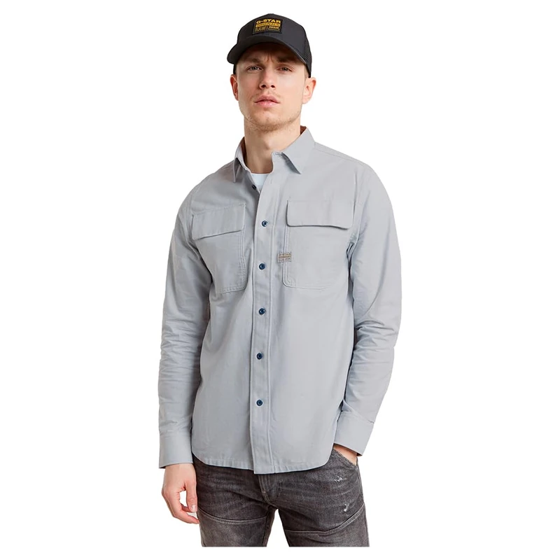 G-Star Men's CPO Regular Shirt , Multicolour (ash blue/milk oxford D23583-C895-G781), S