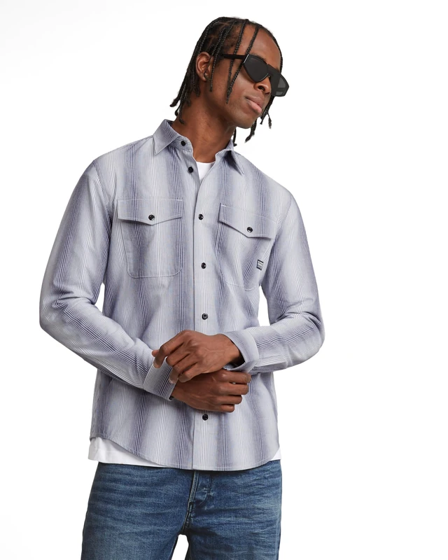 G-Star Men's Marine Slim Shirt, Multicolour (imperial blue shadow stripe D24963-D744-G711), L