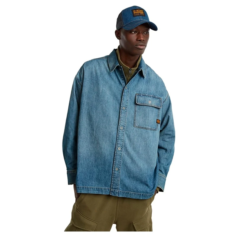 G-Star Men's Boxy Fit Flap Pocket Shirt, Blue (antique faded thames D25517-D539-G924), M - Image 1