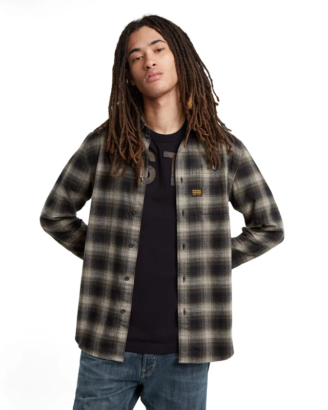 G-Star Men's Bristum 2.0 Slim Shirt , Multicolour (dk moss arthur check D23553-D748-G721), S