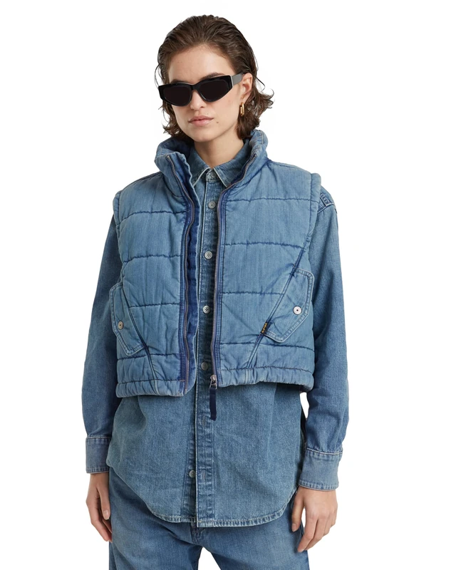 G-Star Women's Padded Mae Vest, Blue (faded bora wind D25344-D777-G794), XS