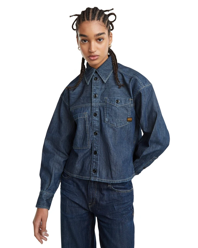 G-Star Women's Cropped Shirt , Blue (worn in sea stone D25516-D539-G893), S