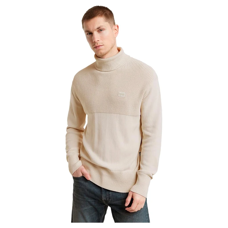 G-Star Men's Knitted Turtle Neck Sweater Fisherman, White (whitebait D25151-C868-1603), S