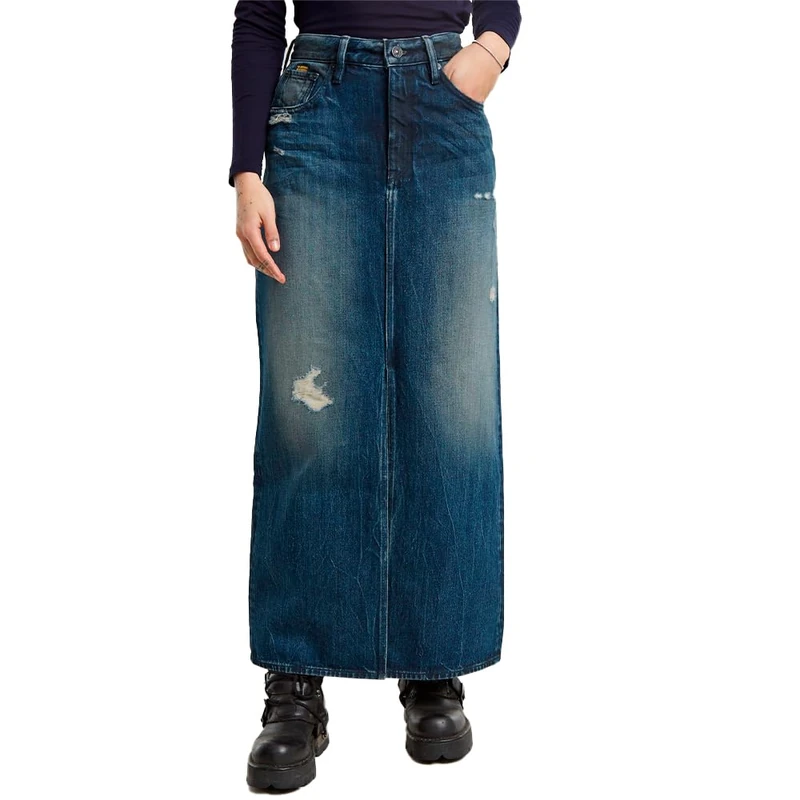 G-Star Women's Viktoria Long Skirt, Blue (worn in mountain dusk destroyed D24385-D499-G816), 26