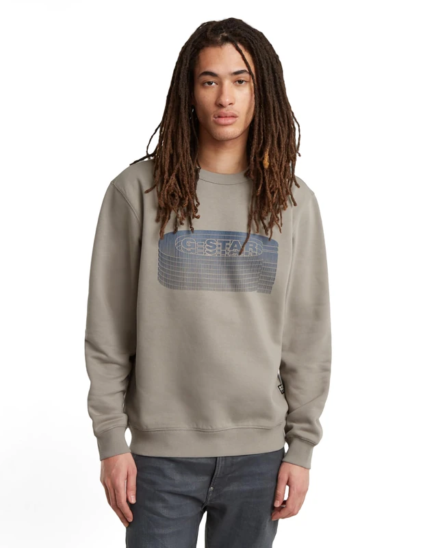 G-Star Men's Stacked Old Skool Logo Sweater, Beige (elephant skin D25099-D733-G106), L
