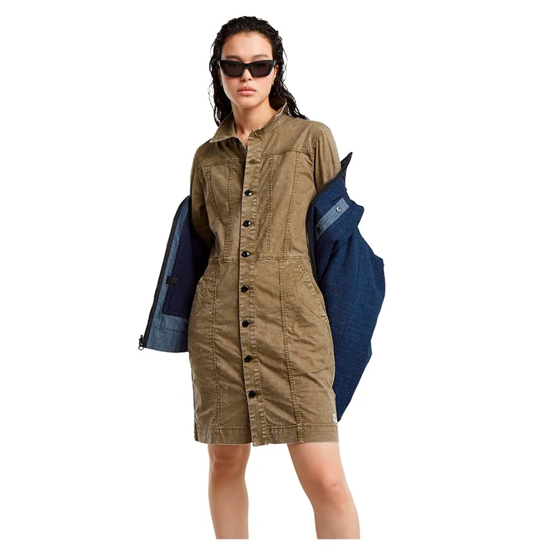 G-Star Women's Button Through Dress, Green (antic green D25244-D729-735), XL
