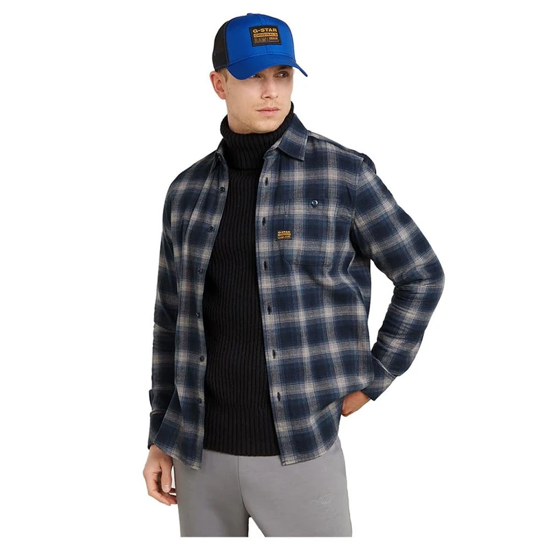 G-Star Men's Bristum 2.0 Slim Shirt , Multicolour (dk sea blue arthur check D23553-D748-G720), S