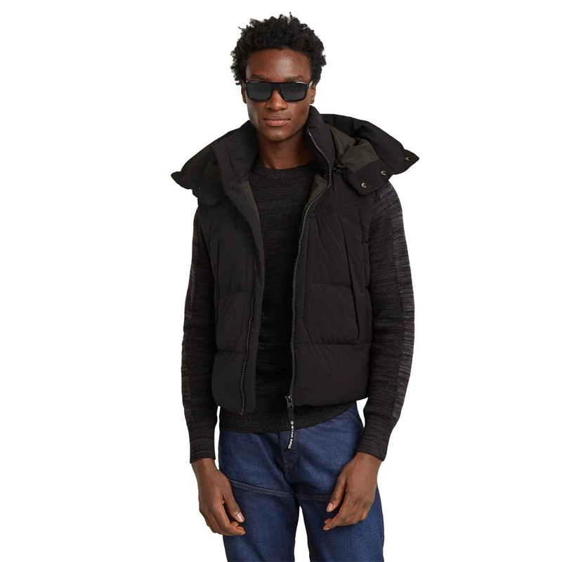 G-Star Men's G- Whistler Padded Hooded Vest 2.0, Black (dk black D25346-D518-6484), L