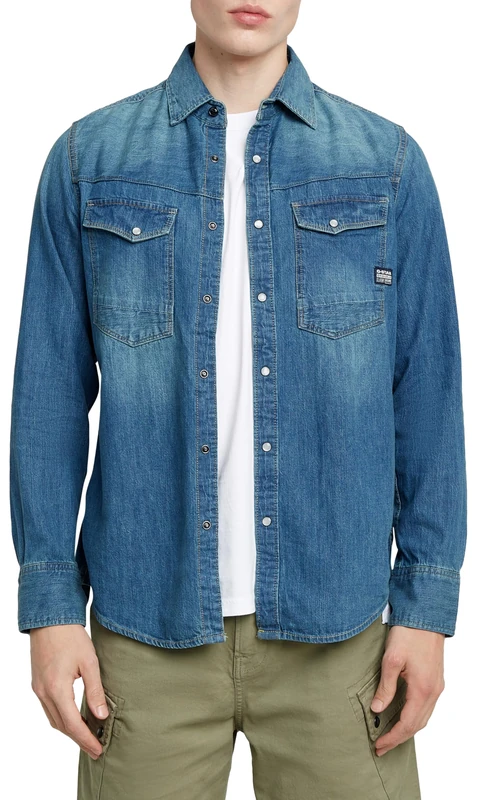 G-STAR Men's Dakota Slim Shirt , Blue (worn in windward D23616-D252-G749), L