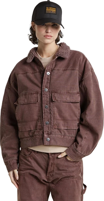 G-Star Women's Drifter Sherpa Jacket, Brown (faded brown stone gd D25340-D491-G824), XS - Image 1
