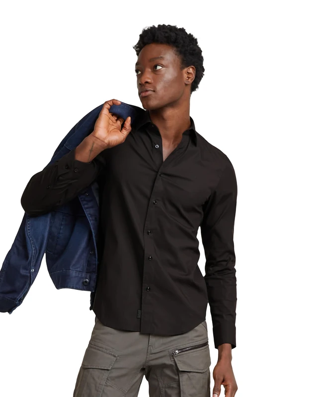 G-Star Men's Uniform Slim Shirt, Black (dk black D25176-D701-6484), XS