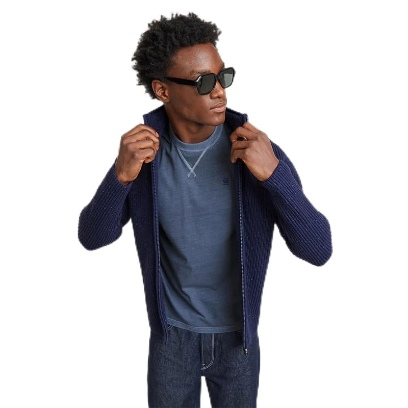 G-Star Men's Double Collar Knitted Sweater Jacket, Blue (imperial blue D25119-D754-1305), XL