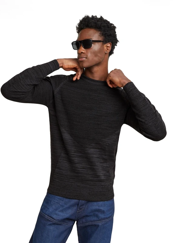 G-Star Men's 3D Biker Knitted Sweater, Multicolour (dk black/asfalt D25068-C259-7242), XS
