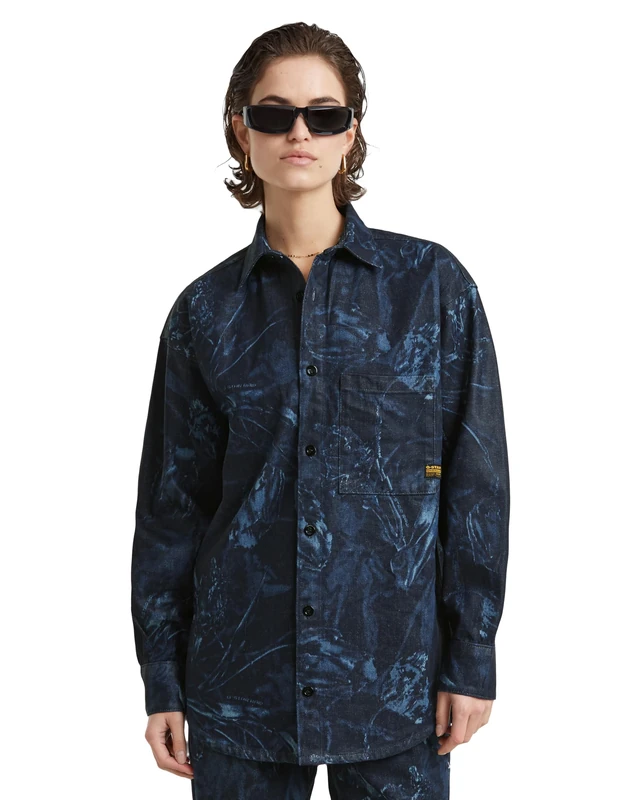 G-Star Women's Relaxed Overshirt , Blue (frozen liquid layers D24344-D317-G923), XL