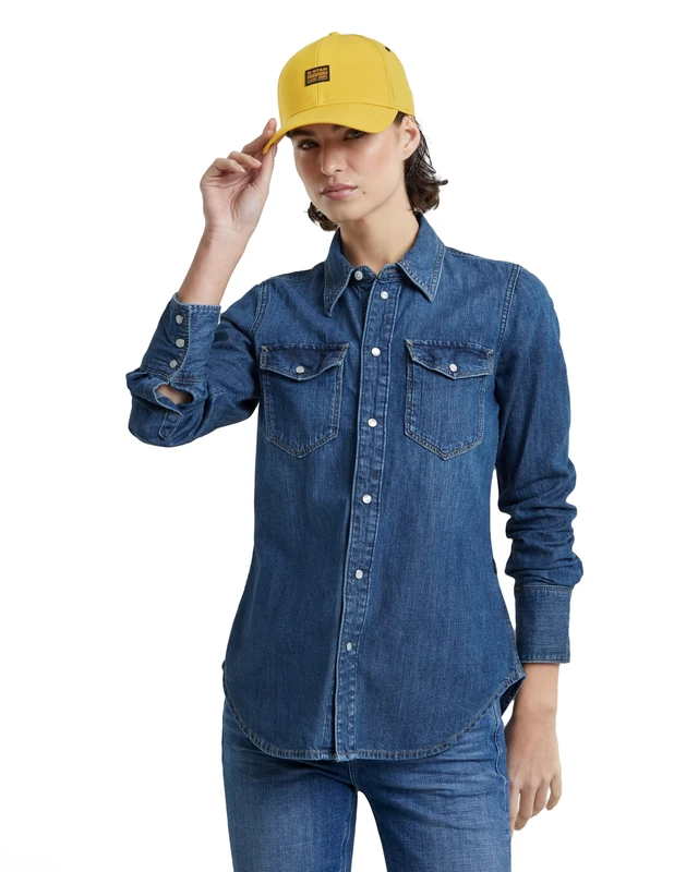 G-Star Women's Slim Western Shirt, Blue (worn in windward D24343-D252-G749), L