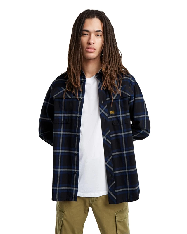 G-Star Men's CPO Regular Shirt , Multicolour (rinsed hiroto check D23583-D747-G709), M