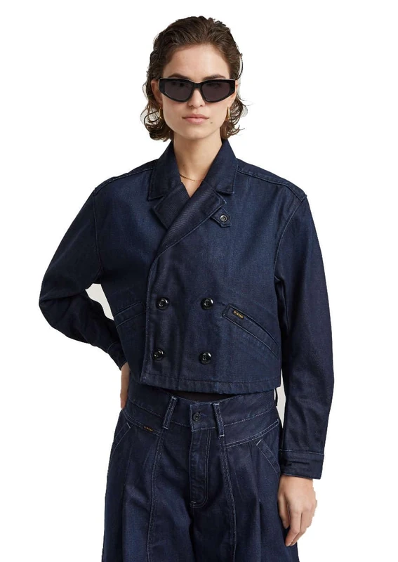 G-Star Women's Cropped Peacoat Jacket, Blue (worn in deep frisian night D25339-4639-G831), L